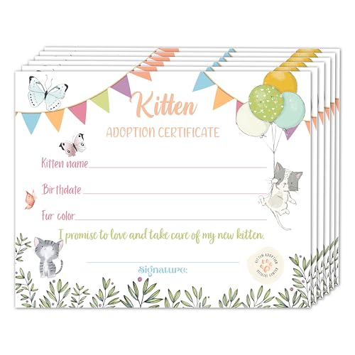Pet Adoption Certificate, Adopt A Cat Party Favors for Boys