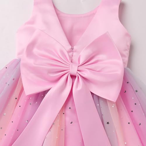 IBTOM CASTLE Flower Girl Sequin Rainbow Tulle Party Dress Little Girl Birthday Wedding Formal Evening Pageant Dance Gown4