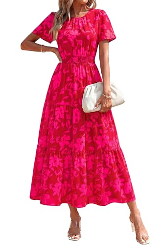 Image of PRETTYGARDEN Women's Casual Smocked Boho Floral A-Line Maxi Dress 2026