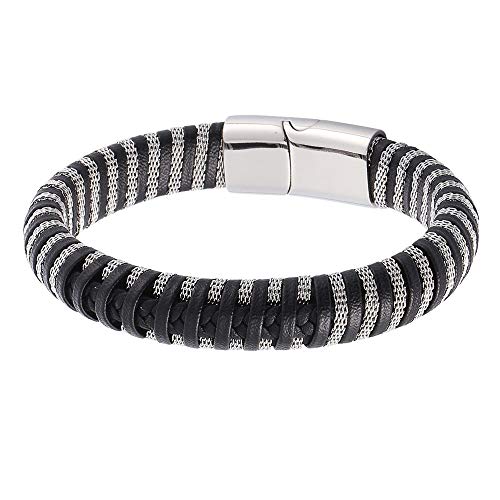 Preisvergleich Produktbild HkFcle Männer und Frauen Stahlmatten-Armbänder, Herrenlederarmbänder, Titanium Schnallen, Männer beiläufige Art und Weise Armbänder