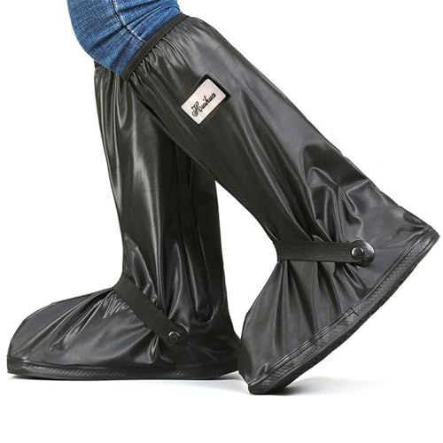 Cubre Calzado para Lluvia Hombre Mujer PVC Cubre Zapatos Impermeable Cubre Botas para Lluvia Lavable Reflector Diseño de Suela Antideslizante, Cubre Nieve Anti Barro Reutilizables(46-47 Negro)