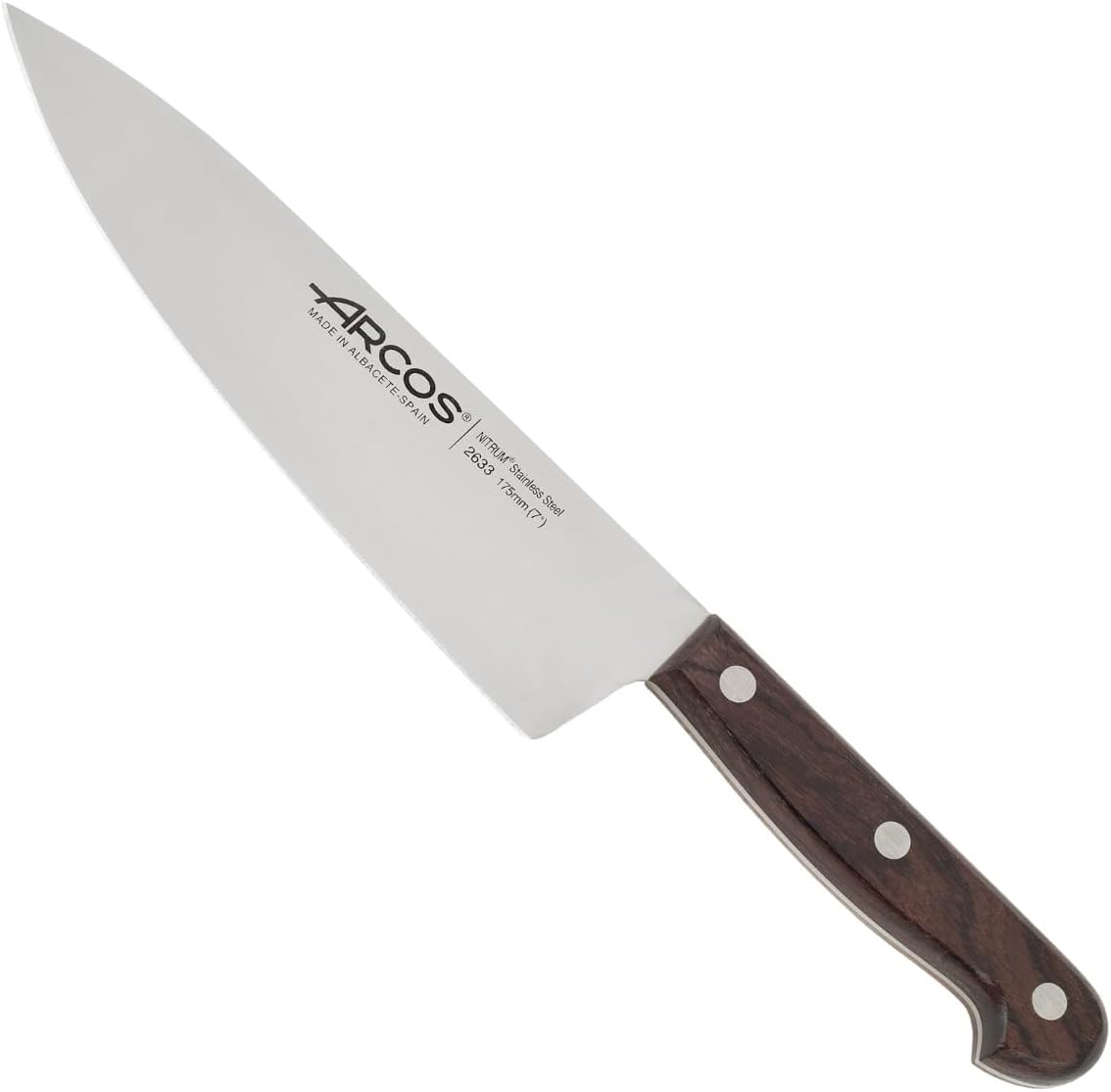 Arcos Series Atlantico - Chef Knife 10" - Nitrum Stainless Steel Blade - Rosewood Brown Handle - High Corrosion Resistance. Multi-purpose utensil. Series Atlantico. Color Brown.
