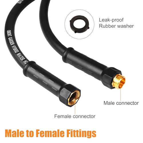 Image of Garden Hose 25ft Heavy Duty Rubber Water Hose, Flexible Rubber Hybrid Hose, Leak-Free Connections, Male to Female 3 /4'' Brass Fittings for Garden, Lawn, Yard (25ft)