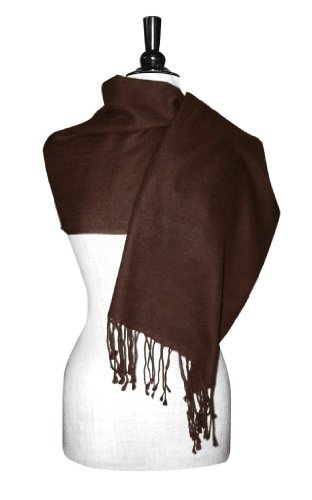 100% Wool Pashmina Solid Scarf Chocolate Brown Color Womens Shawl Wrap3