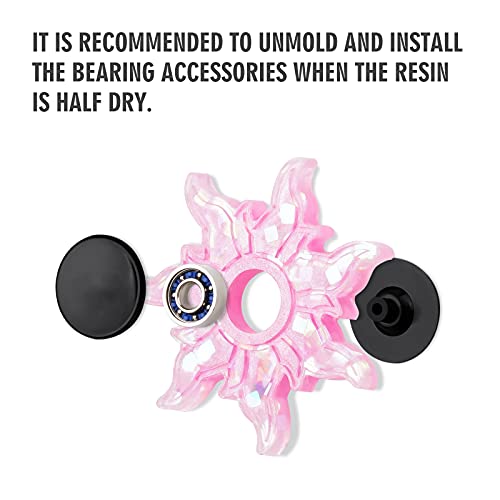 Image of NiArt Fidget Spinner Silicone Resin Mold Kit, 4 Molds, 10 Bearings Set | 4 Unique Designs For Epoxy UV Resin Casting, DIY Stress Relief Toys, Crafts & Gifts For Kids And Adults, Make 10 Spinners