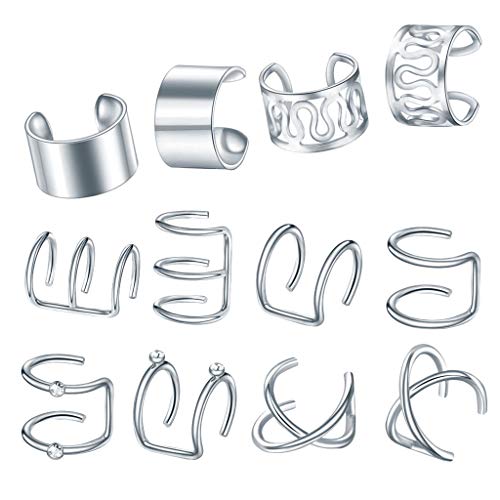 joyMerit 12 peças de argola moderna moderna para orelha sem piercing com clipe de orelha para homens