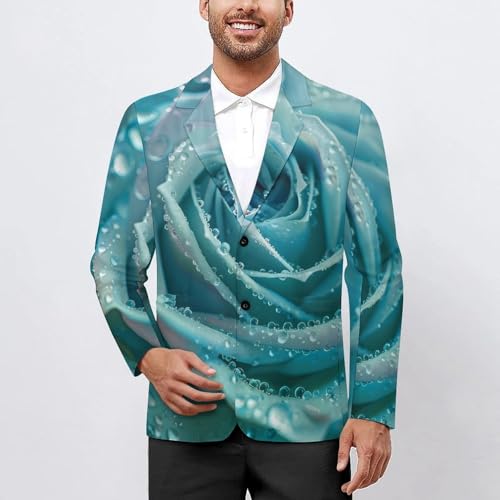 Hipsteres Turquoise Rose Men's Suits Dress Business Formal Suit Print Jackets Coat For Wedding Party2