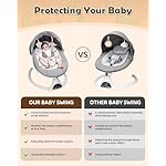 Electric Baby Swing for Infants to Toddler Portable Babies Swings Timing Function 5 Swing Speeds Bluetooth Touch Screen Music Speaker with 10 Preset Lullabies 5-Point Carabiner Gray - Image 3