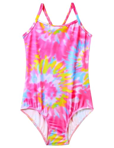 Image of Girls Bathing Suits Colorful Swimsuits with UPF 50 + Sun Protection Sleeveless Toddler Kids One Piece Swimwear