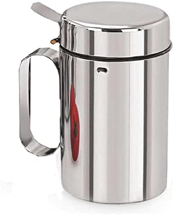 Stainless Steel Oil Storage Container with Glass Lid, Kitchen Storage Pot, 1 Litre