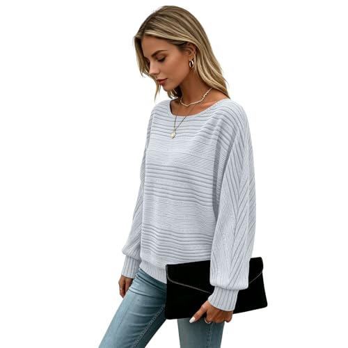 Image of Women's Batwing Tunic Tops, Long Sleeve Shirts Blouses, Business Casual Sweater for Office Work