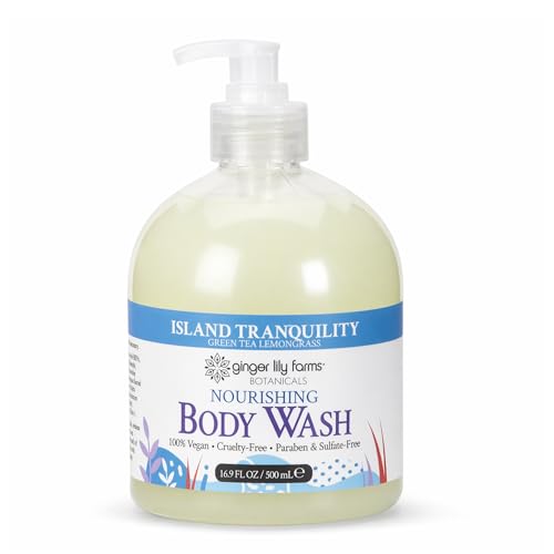 Image of Ginger Lily Farms Botanicals Body Wash, 16.9oz, Island Tranquility | 100% Vegan & Cruelty-Free | Nourishing Bath & Shower Gel for All Skin Types