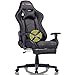 Produktbild EVANCEL Gaming Racing Stuhl Computer Schreibtischstuhl Ergonomisches Design mit Breiten Rückenkissen, ausziehbahre Fußlehne und Massagegerät in Taillenbereich einfach mit den PC verknüpfen (Schwarz)