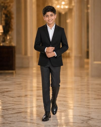 Image of SaintX Kids Boys Tailored Premium Coat Blazer | 4-Way Stretchable Wrinkle Free Fabric | Fully Lined | Slim Fit | Versatile Formal & Casual Jacket for Boys (1-14 Years KB01)