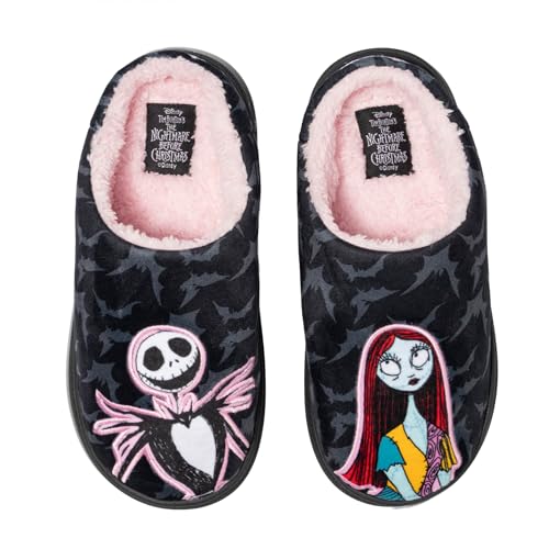 Ground Up Nightmare Before Christmas Jack and Sally Womens Clog Slippers (Black Small US Footwear Size System Adult Women Numeric Range Medium 5 6)
