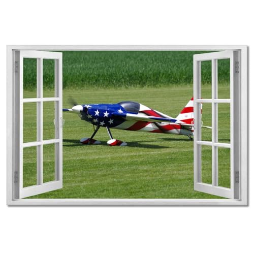 Toile avion américain déco murale 90x60 cm pour bureau