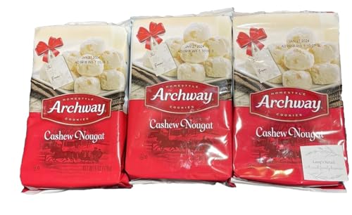 Archway Cashew Nougat Holiday Cookies, Pack of 3, Bundled with Lang's Recipe Card, Holiday Cookies, Archway Holdiay Cookies, Cashew Nougat Cookies, 1.1lb