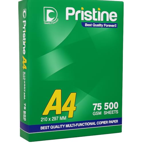 Image of Pristine A4 Copier Paper, 75 GSM, 500 Sheets, 210 x 297 mm, Multi-Functional