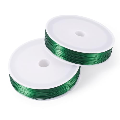 Fil de fer vert 0,5 mm Cheriswelry pour création de bijoux et bracelets (2 rouleaux x 70m)