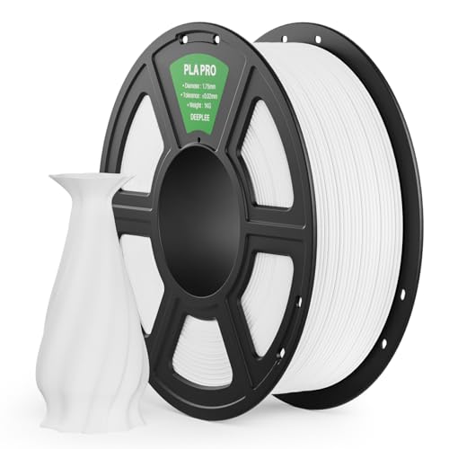 DEEPLEE PLA PRO Filament 1.75mm Stärkere Zähigkeit 3D Drucker Filament PLA Filament Maßgenauigkeit 0.02 mm Sauber gewickelt für die meisten FDM 3D Drucker Weiß 1KG