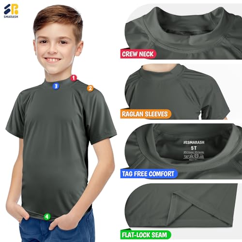 Image of Boy's UPF 50 Rash Guard Swim Shirts Short Sleeve Sun Protection SPF Fishing Surfing Water Beach Shirts Quick Dry