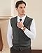 Kallspin Men's Sweater Vest Wool Blend V-Neck Button Sleeveless Cardigan Vest Sweater (Charcoal, Medium)