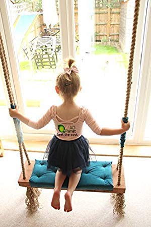 AD Planet Wooden Rope Swing Jhula for Adults | House Swings for Kids | for Indoor Home, Outdoor Garden & Balcony (24 X 9 Inches, Blue)