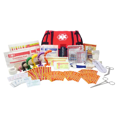 Image of Ever Ready First Aid EMS First Responder Fully Stocked Trauma First Aid Kit - Red