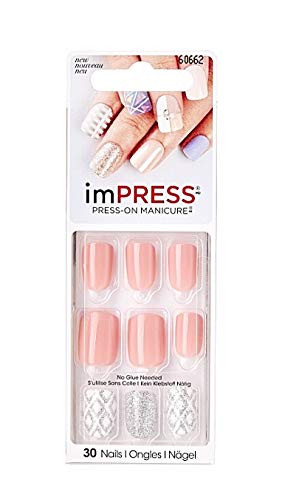 Kiss imPress Press-On Manicure Nails 60662 Shimmer (Silver Glitter Accent Nails) Ultra-Fit