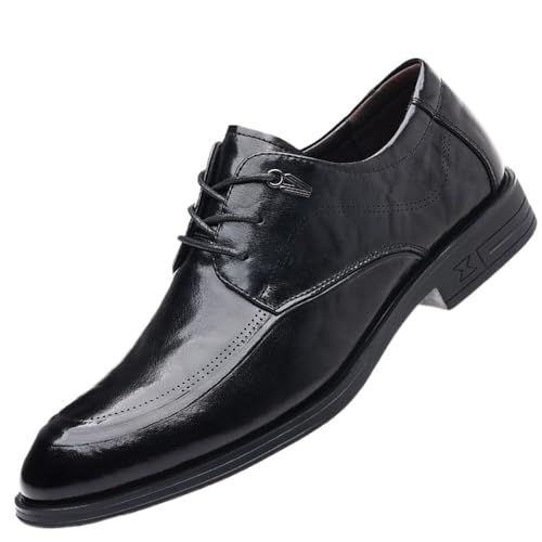 Men's British Style Wedding Dress Shoes Business Formal Oxfords Genuine Leather Lace-Up Office Work Shoes Spring Fall