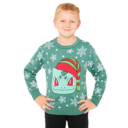 Pokémon Jersey de Navidad, Suéter de Punto con Cuello Redondo