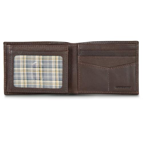 Eddie Bauer Men Signature Bifold Passcase Wallet (Available in Ripstop Nylon, Cotton Canvas, or Leather), Brown, One Size4