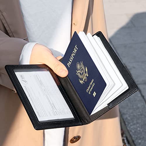 Image of TIGARI Passport Holder for Travel Women Men, Valentines Day Gifts PU Leather Wallet Cover Case Sleeve, Waterproof Protected Document Organizer, Vacation Plane Cruise Travel Essentials