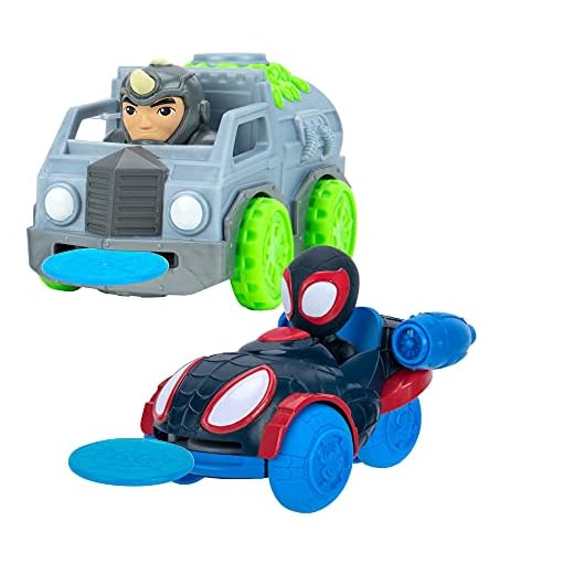 Spidey and his Amazing Friends Little Vehicle 2-Pack - 5” Disc Dashers Featuring Miles Morales Vs Rhino - Amazon Exclusive