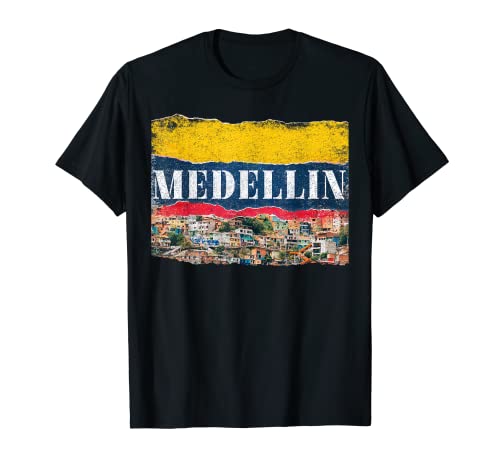 MEDELLIN COLOMBIA Simpatico regalo con bandiera della Colombia Magliett
