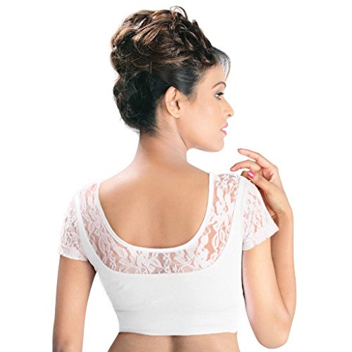 Image of Abhi Half Sleeve Cotton Blouse with Net at Back jmd2224