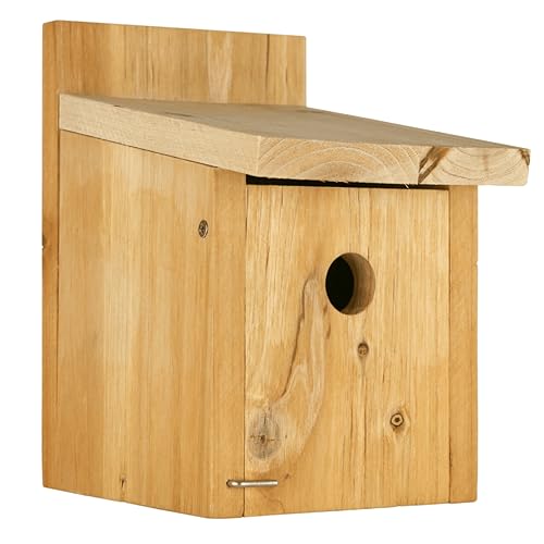 Nature's Way Cedar Box Wren House with Clean-Out Door, Wild Bird House and Outdoor Décor, Brown