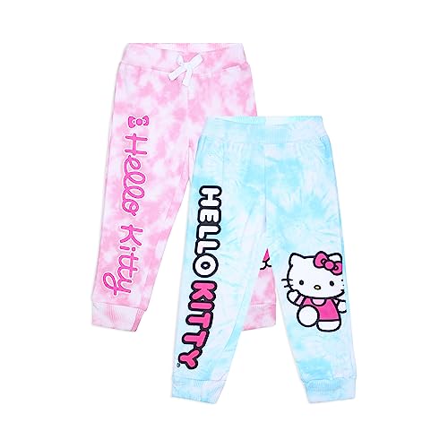 Image of Hello Kitty Sanrio Girls 2 Pack Fleece Pants for Toddler and Big Kids Blue /Pink