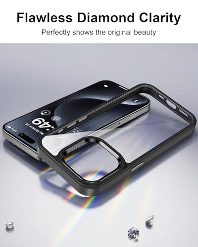 Image of HOOMIL Case for iPhone 15 Pro 6.1-Inch, Anti-Yellowing, Drop Protection, Anti-Scratch Transparent Hard Back Phone Cover (Black)