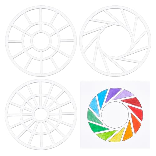 BENECREAT 3pcs Flat Round Swatching Template Stencil, Acrylic Drawing Stencils Paint Stencils for Fabric Walls Crafts Arts Paper Home Decoration, 4.13x0.09 Inch