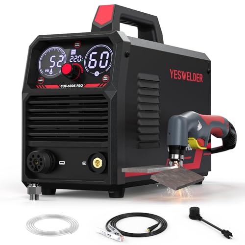 YESWELDER Plasma Cutter 60Amp Non-High Frequency Non-Touch Pilot Arc, Digital Display DC Inverter 110/220V Dual Voltage Blowback Plasma Cutting Machin