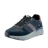LEOSS ORIGINAL Zapatillas de deporte para hombre, zapatillas con cordones, zapatos de ciudad, zapatos de senderismo informales, zapatos de caminar de cuero deportivos, azul oscuro, 45 EU