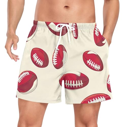 xigua American Footballs Mens Swim Trunks with Liner, 5 inch Quick Dry Mens Boardshorts for Beach