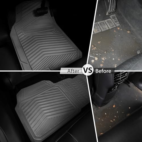 CAR PASS Rubber Car Mats, Waterproof Car Floor Mats All Weather,Car Mat Full Set 3 Piece, Grey Automotive Floor Mat Trim to Fit for Cars Sedan SUVs Trucks, Anti-Slip Easy Clean, All Gray by CAR PASS - Image 6