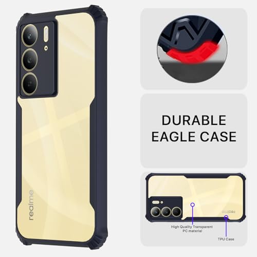 Image of Pikkme Back Cover for Realme C71 | Ultra Hyrbid | Full Camera Protection | Raised Edge | Crystal Clear Transparent Bumper Case (Blue)