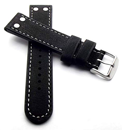 Preisvergleich Produktbild 20 mm Uhrenarmband echt wasserbüffel schwarz Uhenrband Flieger Armband
