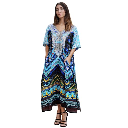 Image of Miss Lavish London Kaftan Dress for Women- Swimwear Coverups African Kaftan Dress for Resort