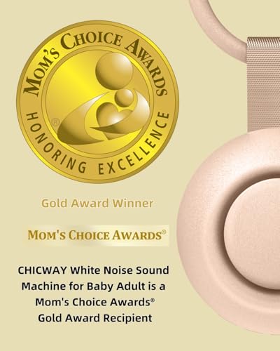 Image of CHICWAY Portable Sound Machine with AI Cry Detection for Baby Adult, Pink | 2026 Mom's Choice Awards, 18 Soothing Sound, Bluetooth Rechargeable White Noise Machine for Home Office, Nursery Light