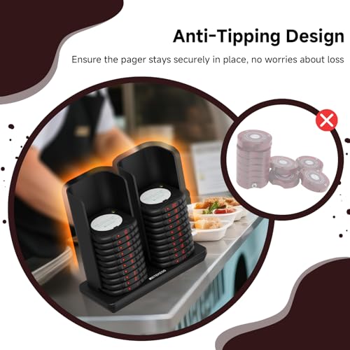 Retekess TD186 Pager Rufsystem, 600M Pager Gastronomie, 20 Pagers, Kippschutz-Design, 3 Lautstärkestufen, 3 Vibrationsintensitäten, Einfach zu Bedienen, Gästerufsystem für Café, Hotel, Bar