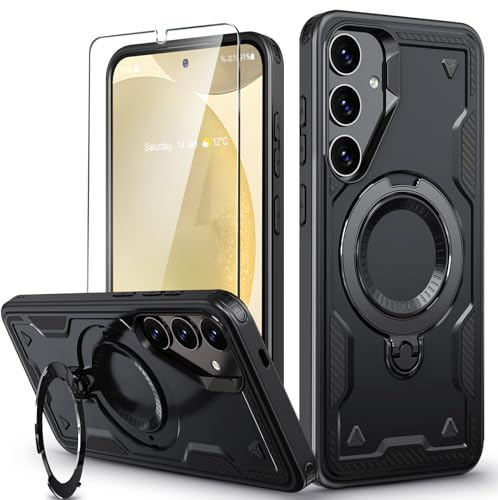 Image of for Samsung Galaxy S24 Plus Case Magnetic with stand, with Mag-Safe, with Screen Protector, Wireless Charging, Shockproof for Samsung S24 Plus 5G Phone Case, Ring Holder Cover, for Samsung S24 Plus